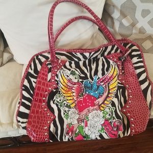 Rockabilly zebra True Love large handbag purse
